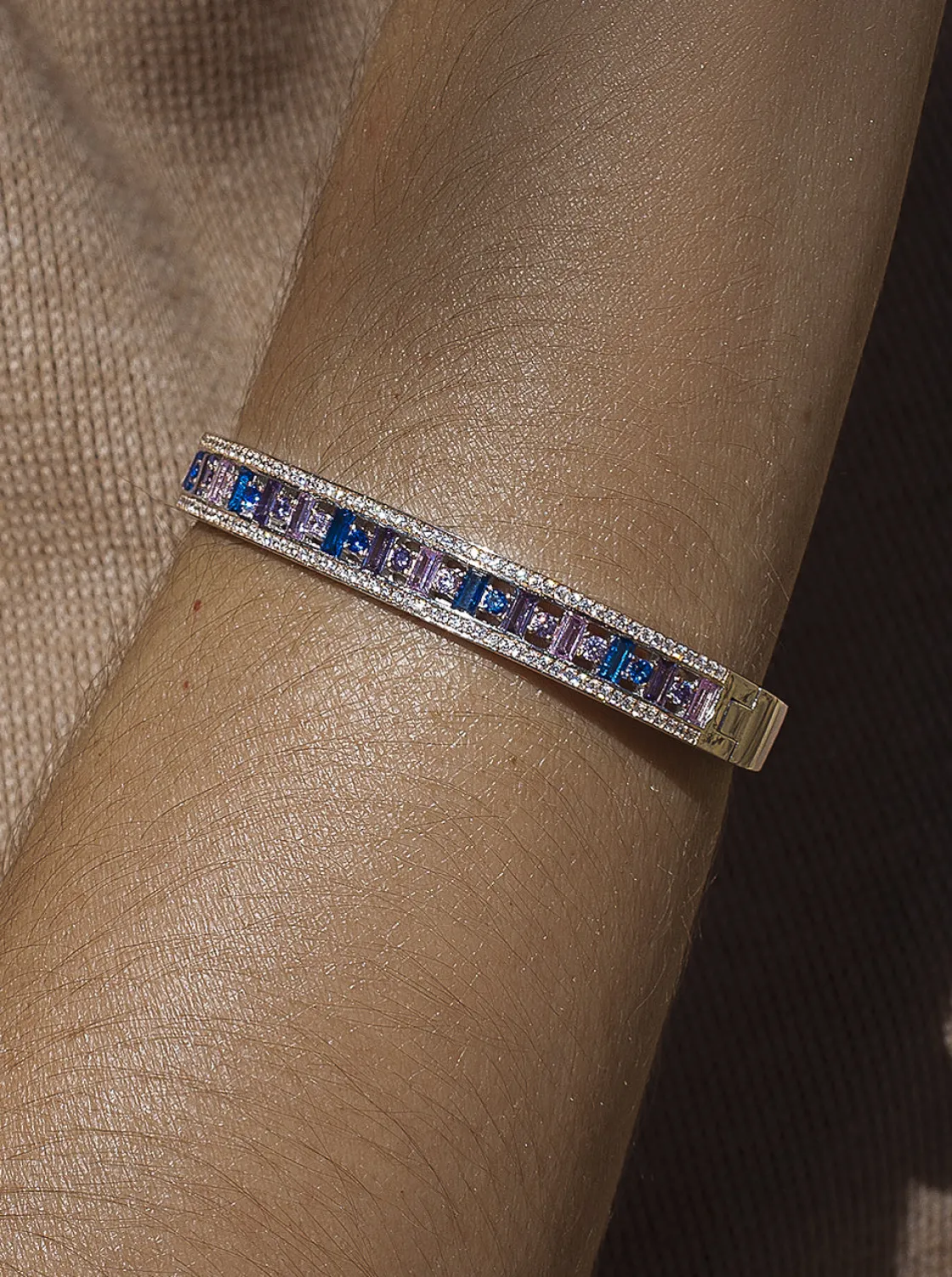 Pulseras Esclavas | LINEARGENT Pulseras esclava diseño carril de gemas multicolor