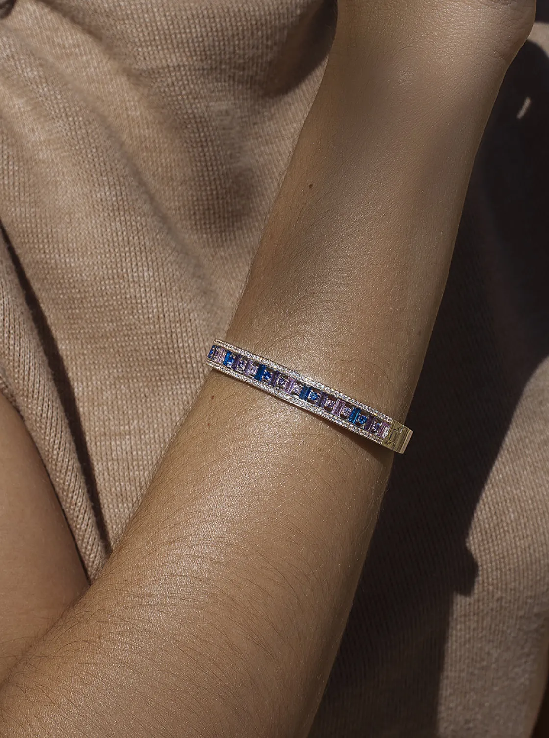 Pulseras Esclavas | LINEARGENT Pulseras esclava diseño carril de gemas multicolor