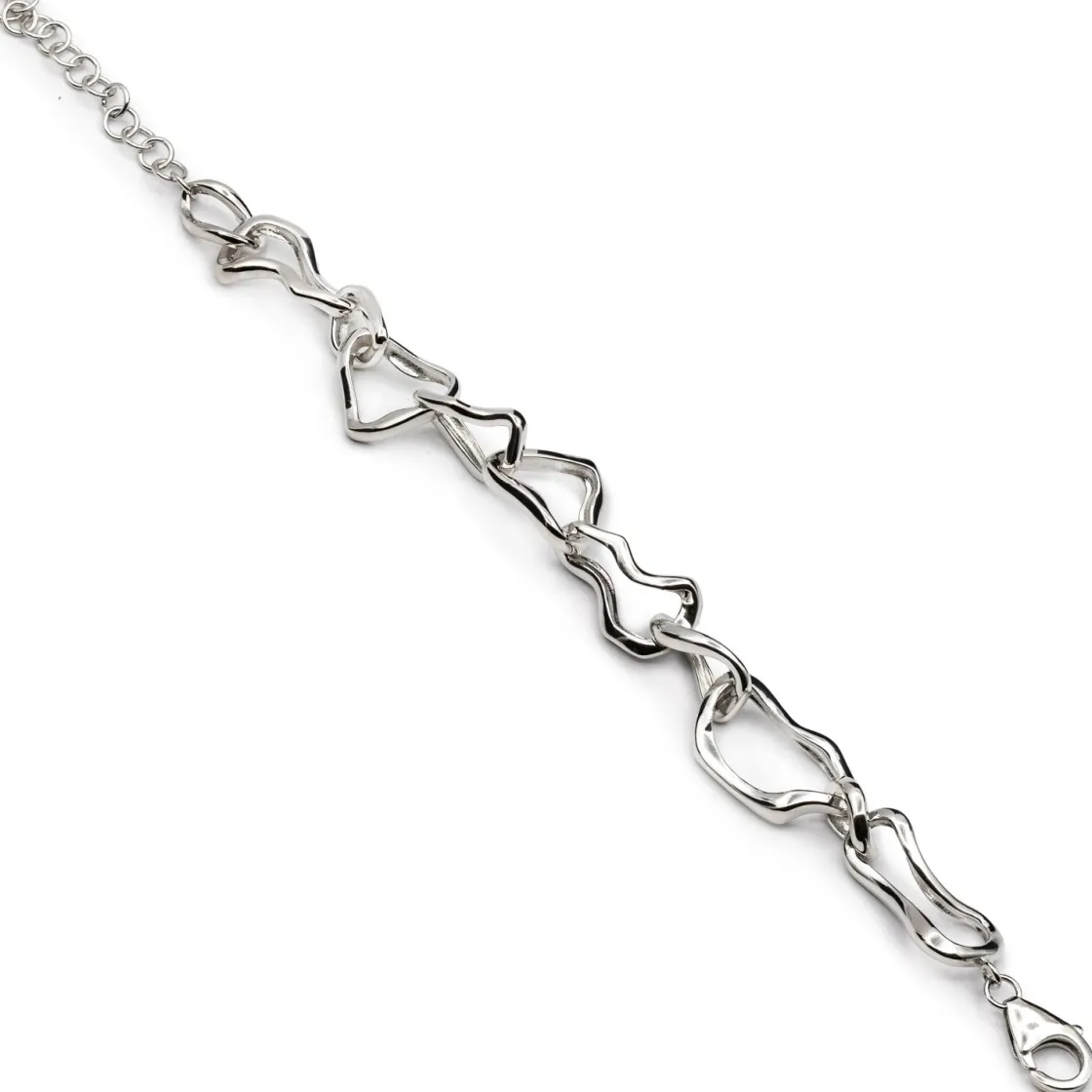 Pulsera Eslabones Plata | LINEARGENT Pulseras eslabones plata con diseño irregular