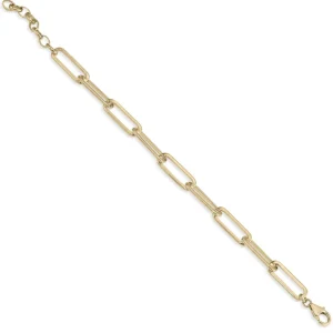Pulsera Eslabones Plata | LINEARGENT Pulseras eslabones plata diseño dorado paper clip
