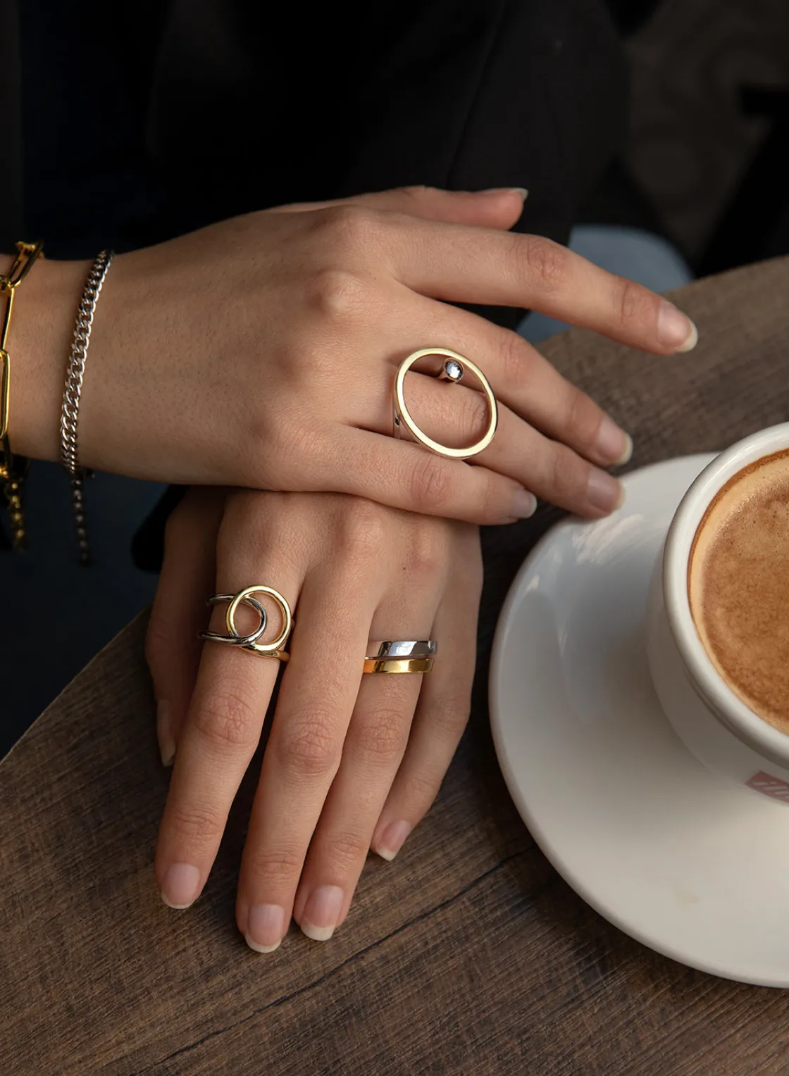 Pulsera Eslabones Plata | LINEARGENT Pulseras eslabones plata diseño dorado paper clip