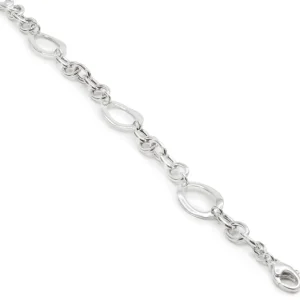 Pulsera Eslabones Plata | LINEARGENT Pulseras eslabones plata diseño triple motivo oval