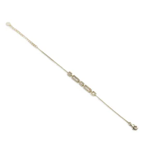 Pulsera Eslabones Plata | LINEARGENT Pulseras finas bañada en oro diseño central con circonitas blancas