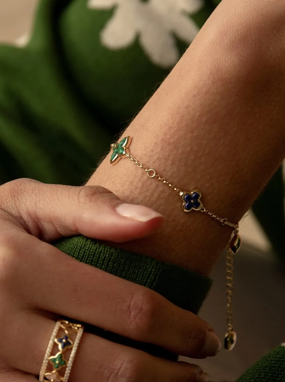 Pulseras Con Piedras | Pulseras Finas | LINEARGENT Pulseras finas con motivos florales de piedras naturales