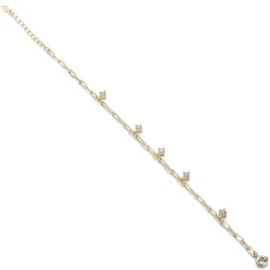 Pulseras Con Colgantes | Pulseras Finas | LINEARGENT Pulseras finas de plata con circonitas colgantes estilo cadena dorado