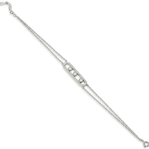 Pulseras Brillantes | LINEARGENT Pulseras finas de plata con diseño central rectangular