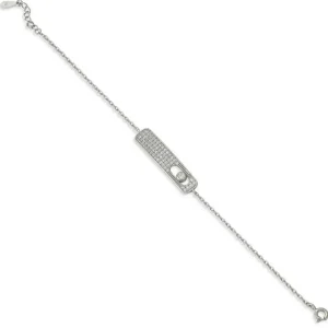 Pulseras Brillantes | LINEARGENT Pulseras finas de plata con rectángulo de circonita