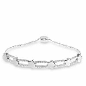 Pulseras Finas | LINEARGENT Pulseras finas de plata diseño dos raíles con estrella