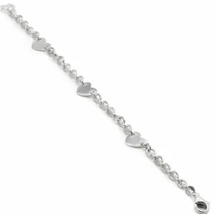 Pulseras Finas | LINEARGENT Pulseras finas de plata lisa diseño triple corazón
