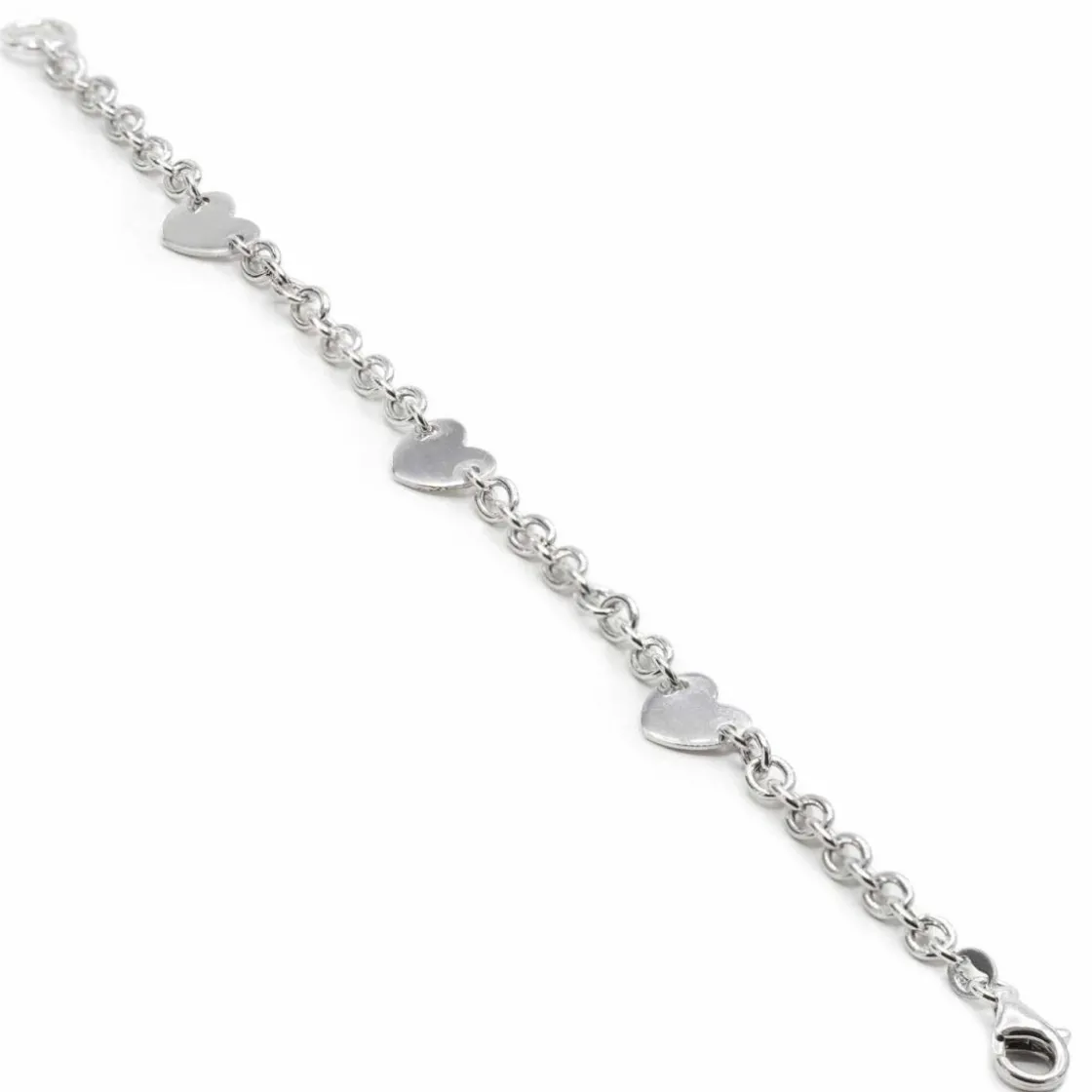 Pulseras Finas | LINEARGENT Pulseras finas de plata lisa diseño triple corazón