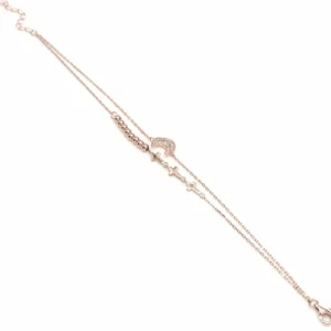 Pulseras Finas | LINEARGENT Pulseras finas de plata rosa con bolas y motivos lunares