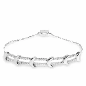 Pulseras Finas | LINEARGENT Pulseras finas diseño de doble raíl con seis lunas