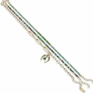 Pulsera De Bolas | Pulseras Con Piedras | LINEARGENT Pulseras finas diseño de tres brazaletes con motivo de asta