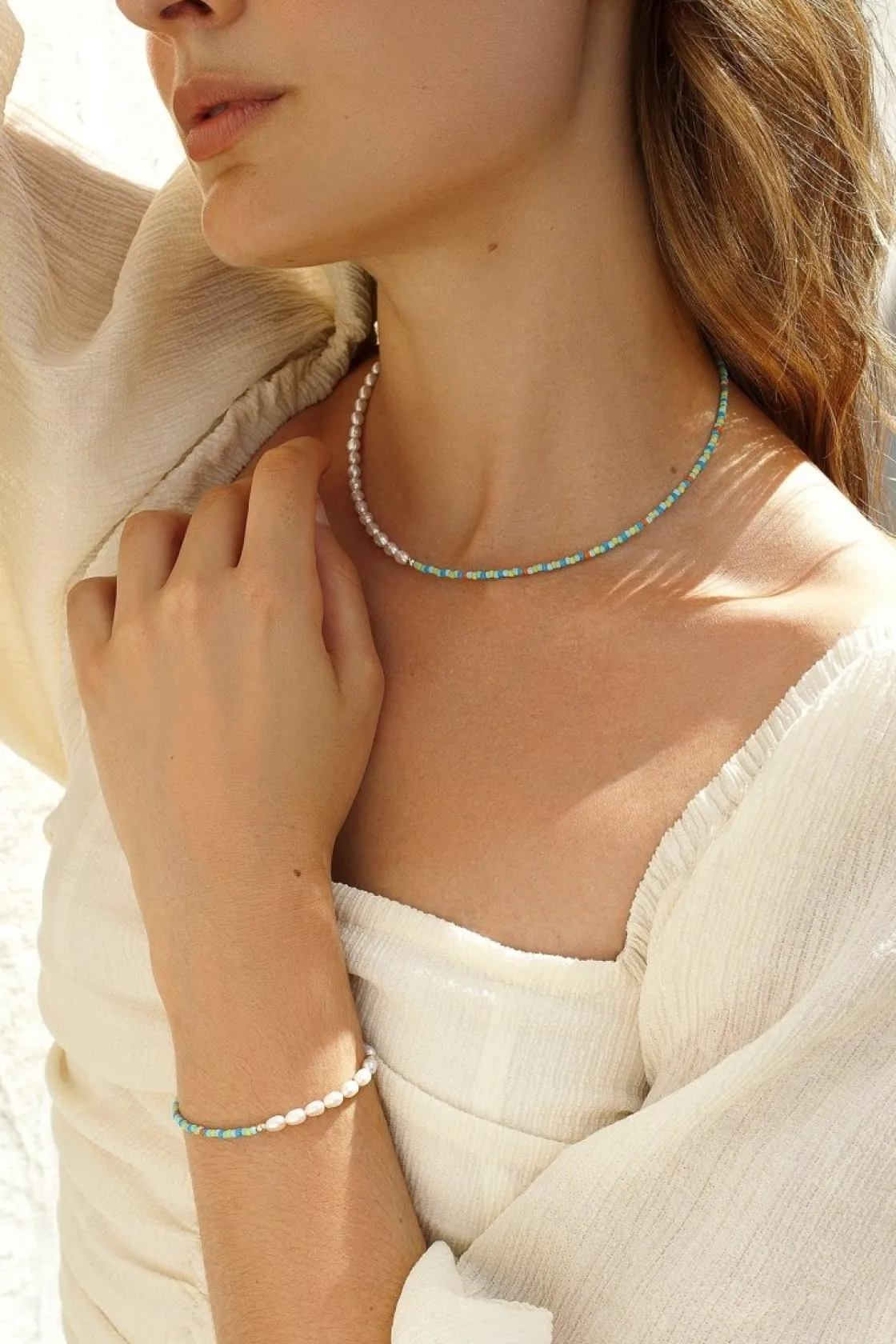 Pulsera De Bolas | Pulseras Perlas | LINEARGENT Pulseras perlas con bolas de colores diseño dividido