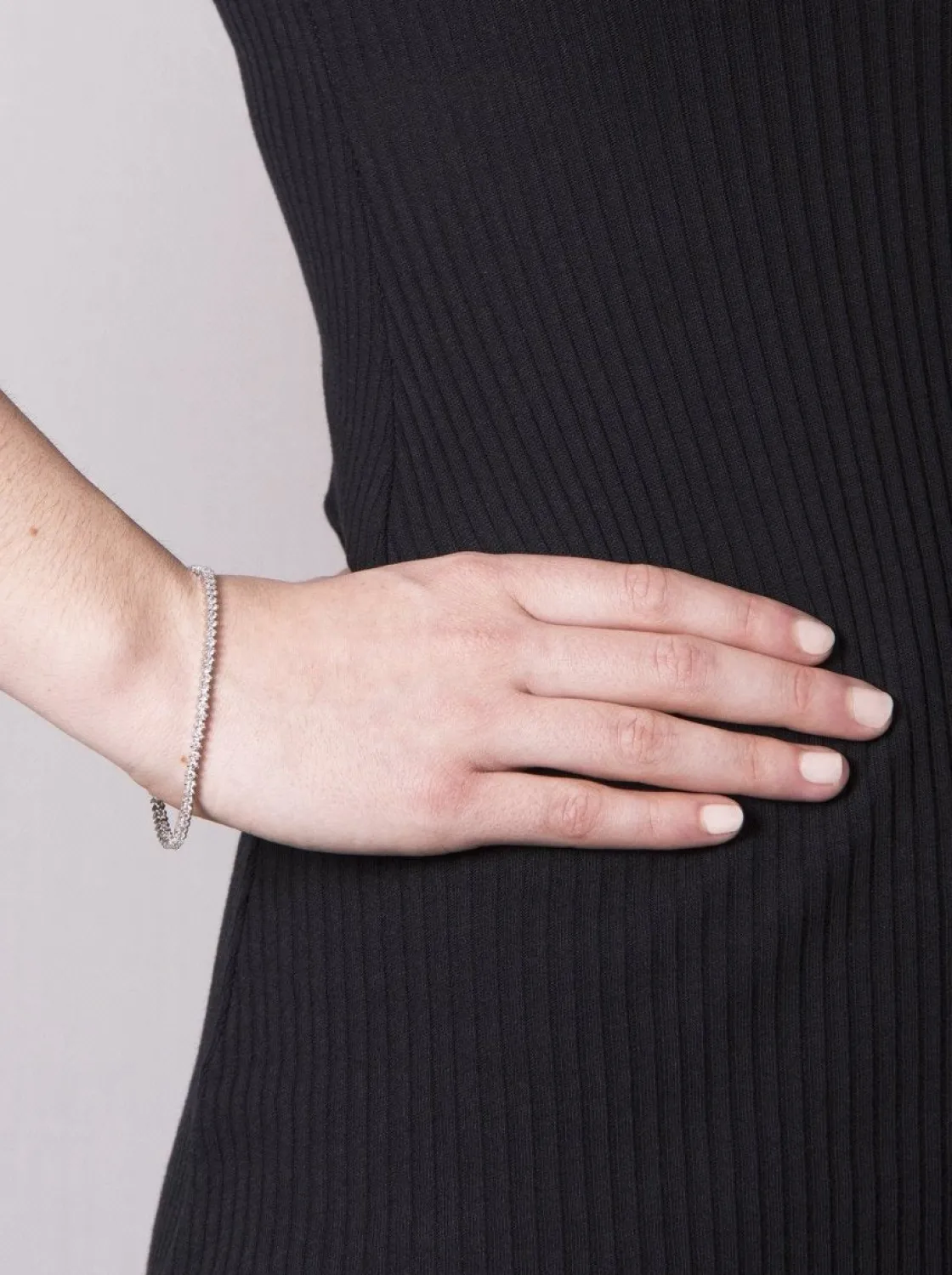 Pulseras Brillantes | Pulsera Riviere | LINEARGENT Pulseras riviere de plata tira de circonitas talla redonda