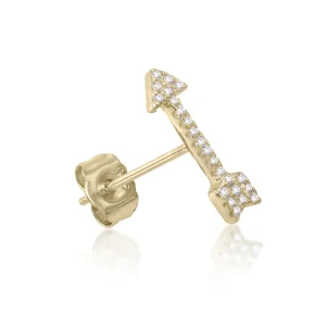 Segundo Pendiente | LINEARGENT Segundo pendiente de plata baño en oro con charm de flecha y circonitas