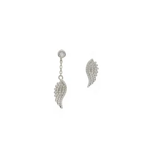 Segundo Pendiente | LINEARGENT Segundo pendiente de plata con charm de ala y circonitas
