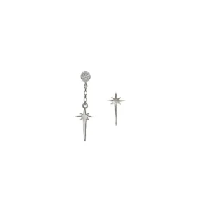 Segundo Pendiente | LINEARGENT Segundo pendiente de plata con charm de destello y circonita