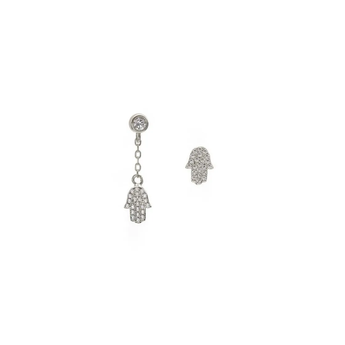 Segundo Pendiente | LINEARGENT Segundo pendiente de plata con charm de mano de fátima
