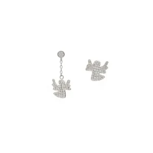 Segundo Pendiente | LINEARGENT Segundo pendiente de plata con charm de ángel y circonitas
